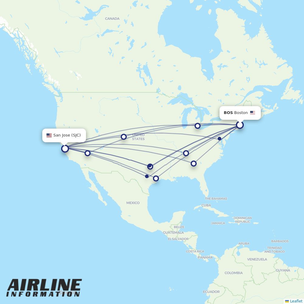 Airlines with flights from Boston to San Jose (BOS to SJC) Airline
