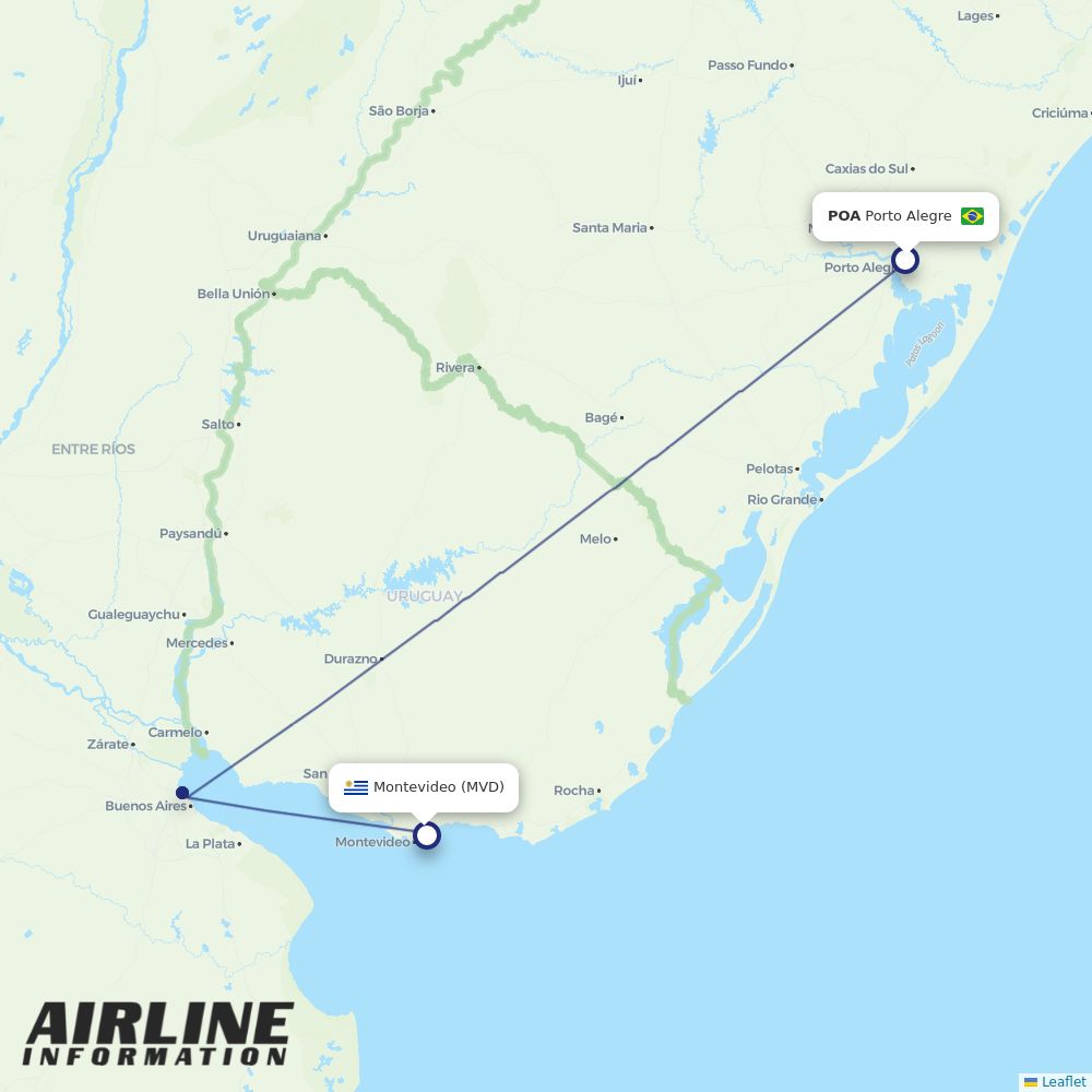 Airlines with flights from Porto Alegre to Montevideo (POA to MVD