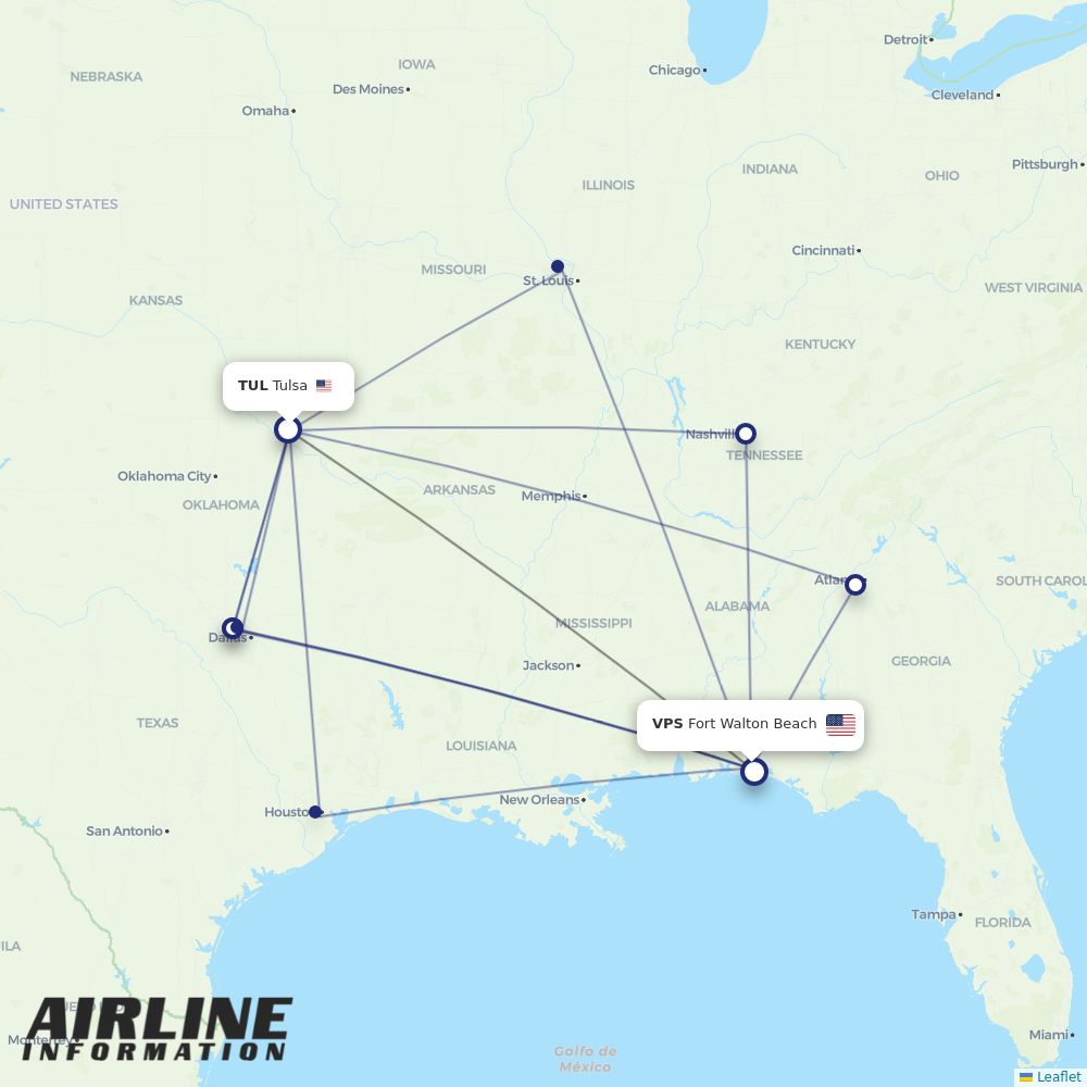 Airlines with flights from Tulsa to Fort Walton Beach (TUL to VPS