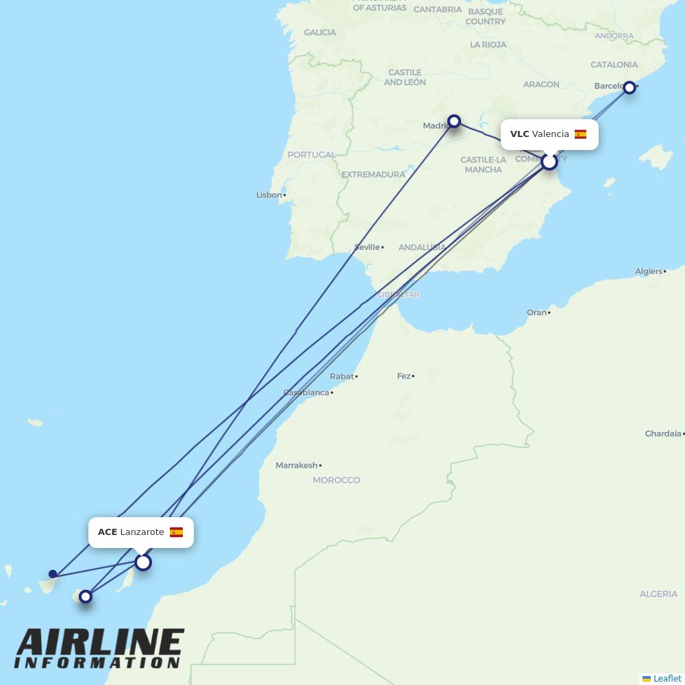Airlines with flights from Valencia to Lanzarote (VLC to ACE) Airline Information