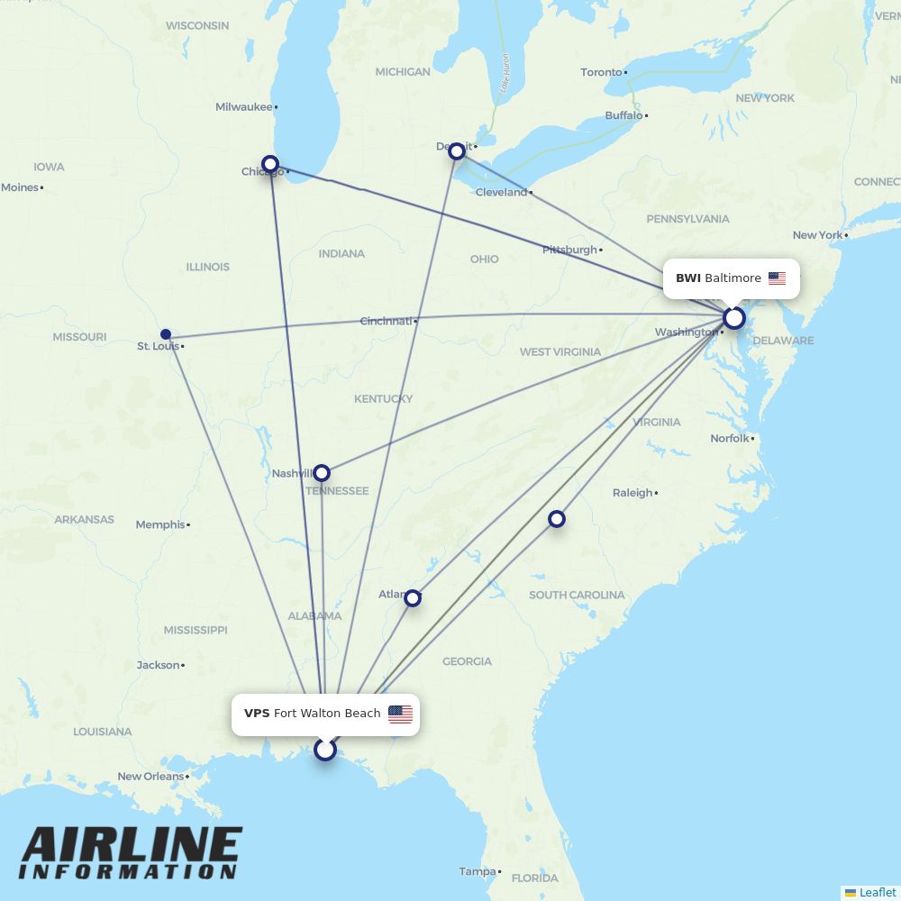 Airlines with flights from Fort Walton Beach to Baltimore (VPS to BWI