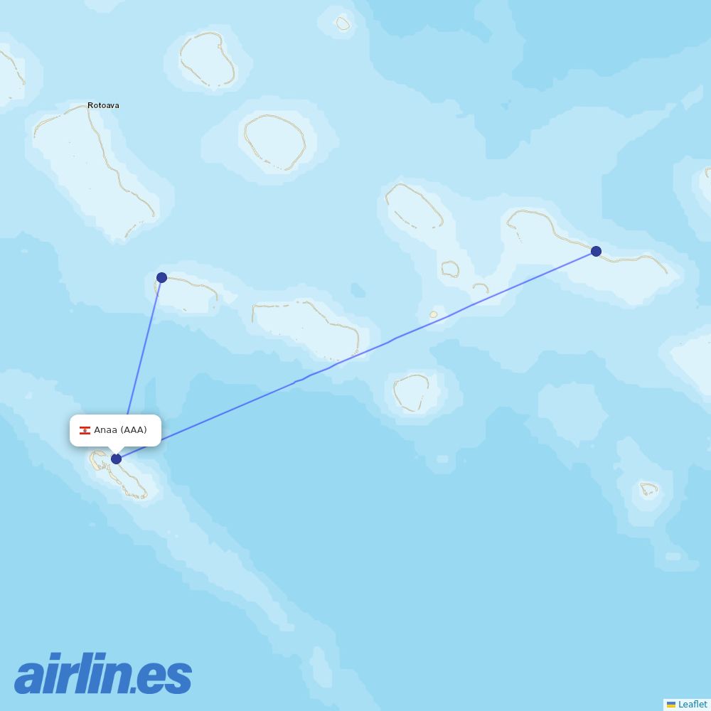 Air Tahiti from Anaa Airport destination map