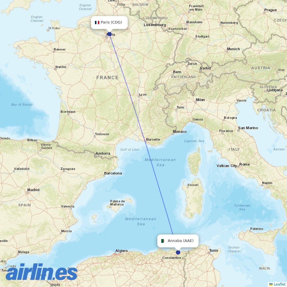 ASL Airlines France at AAE route map