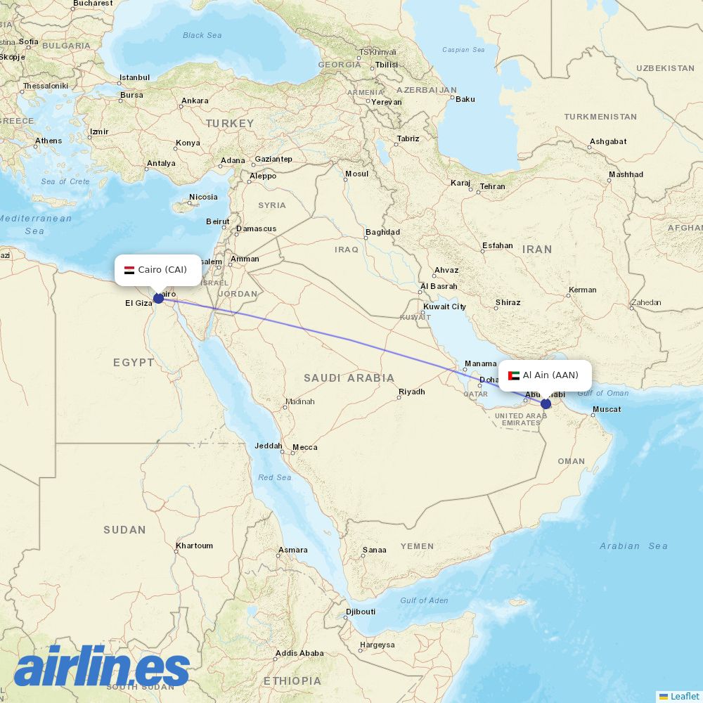 Nile Air from Al Ain International Airport destination map