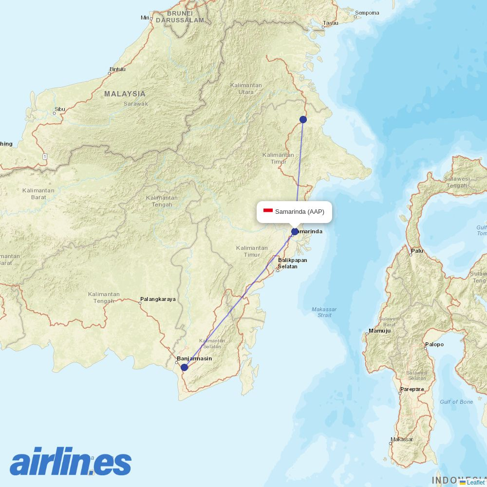 Wings Air from Aji Pangeran Tumenggung Airport destination map