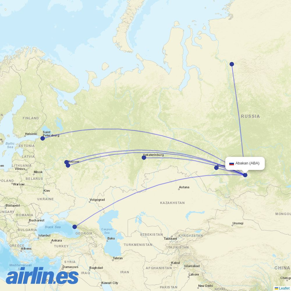KrasAvia at ABA route map