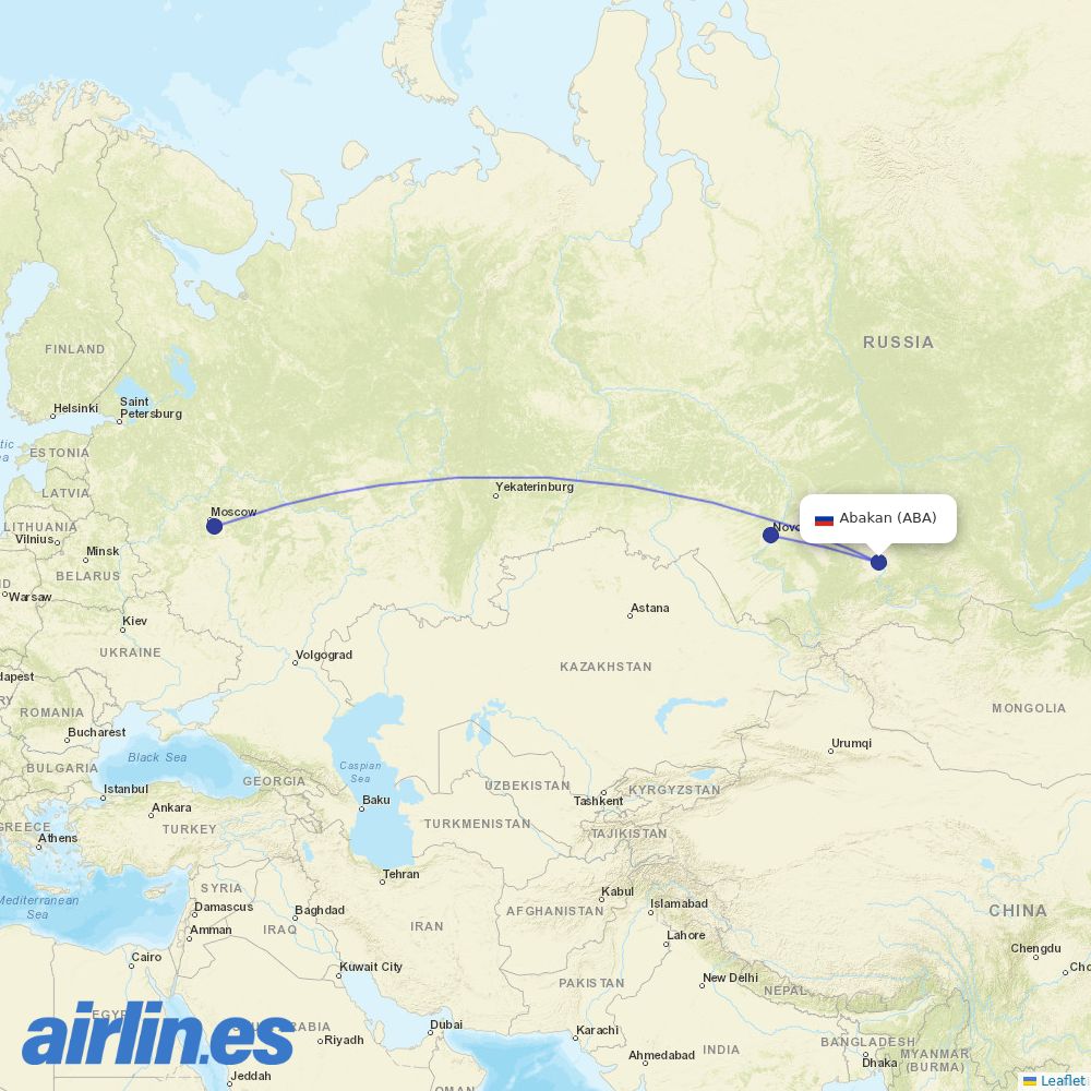 S7 Airlines from Abakan Airport destination map
