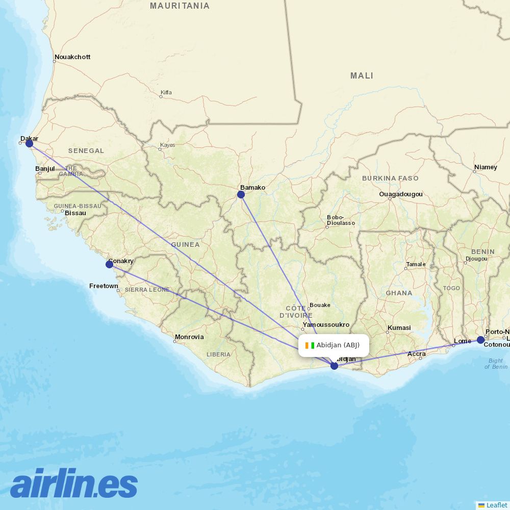 Air Senegal at ABJ route map