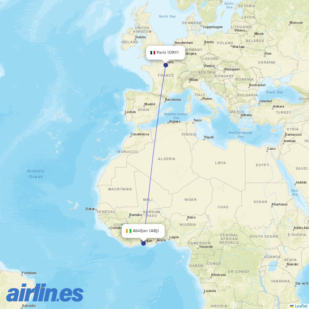 Corsair at ABJ route map