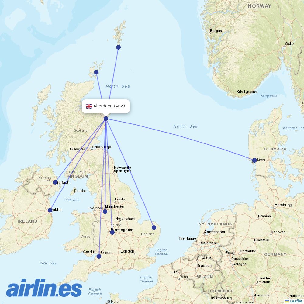 Loganair at ABZ route map