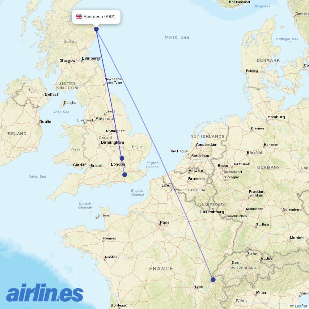 easyJet from Dyce destination map
