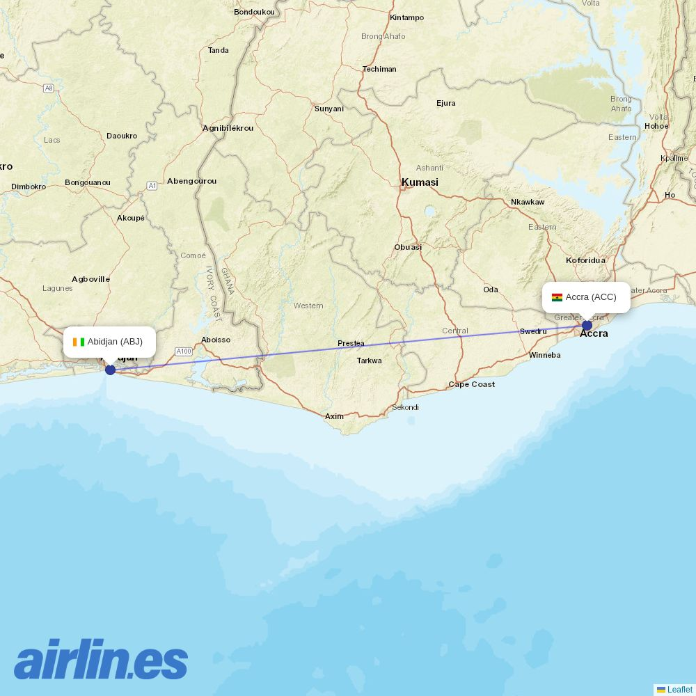 Air Burkina at ACC route map