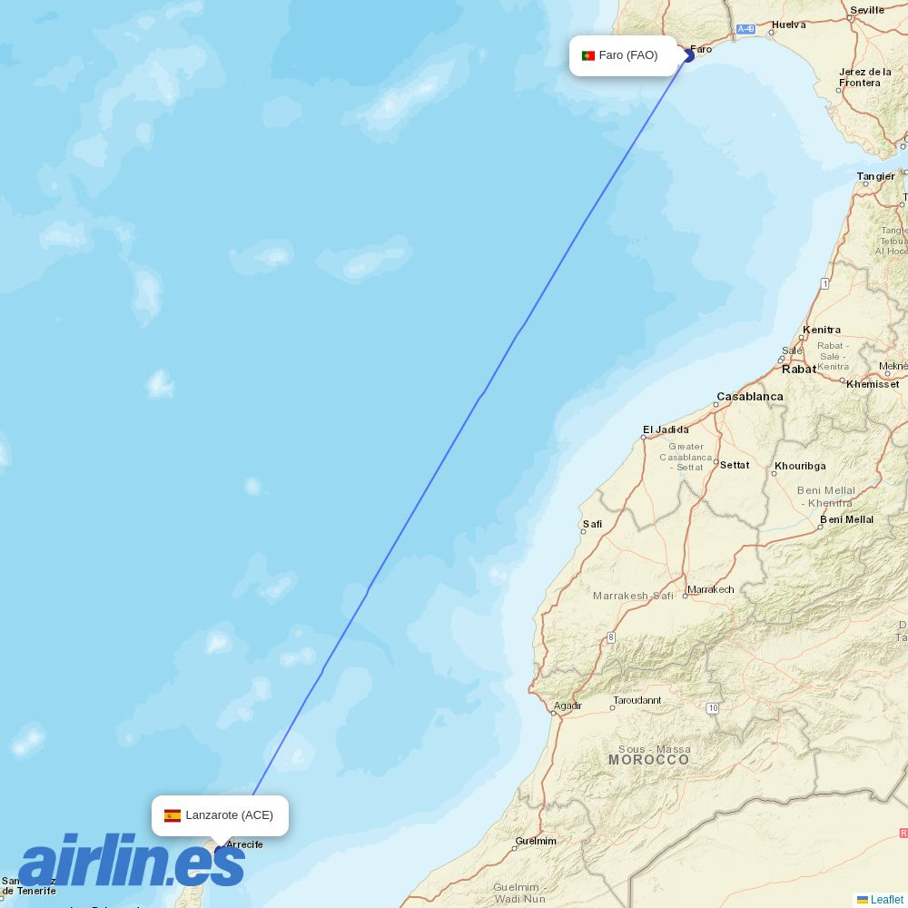 Finnair from Lanzarote Airport destination map