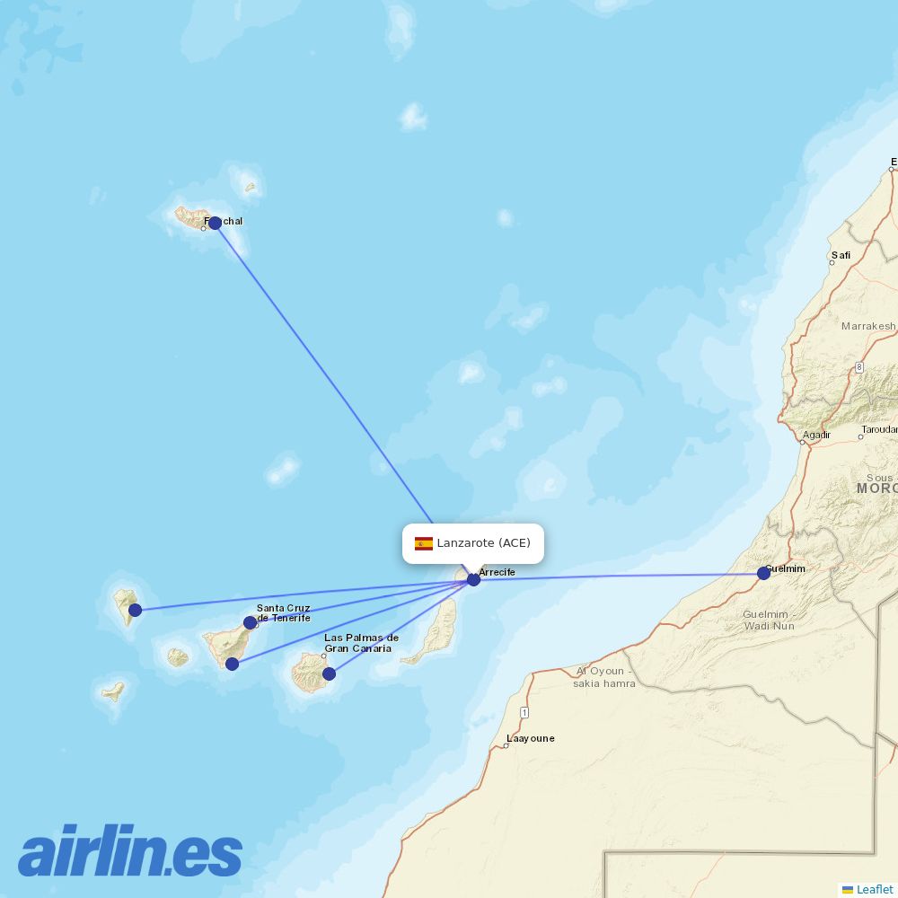 Binter Canarias at ACE route map