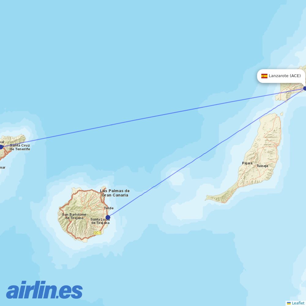 Canaryfly from Lanzarote Airport destination map