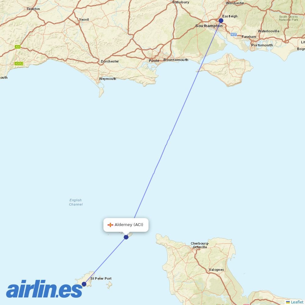 Aurigny at ACI route map