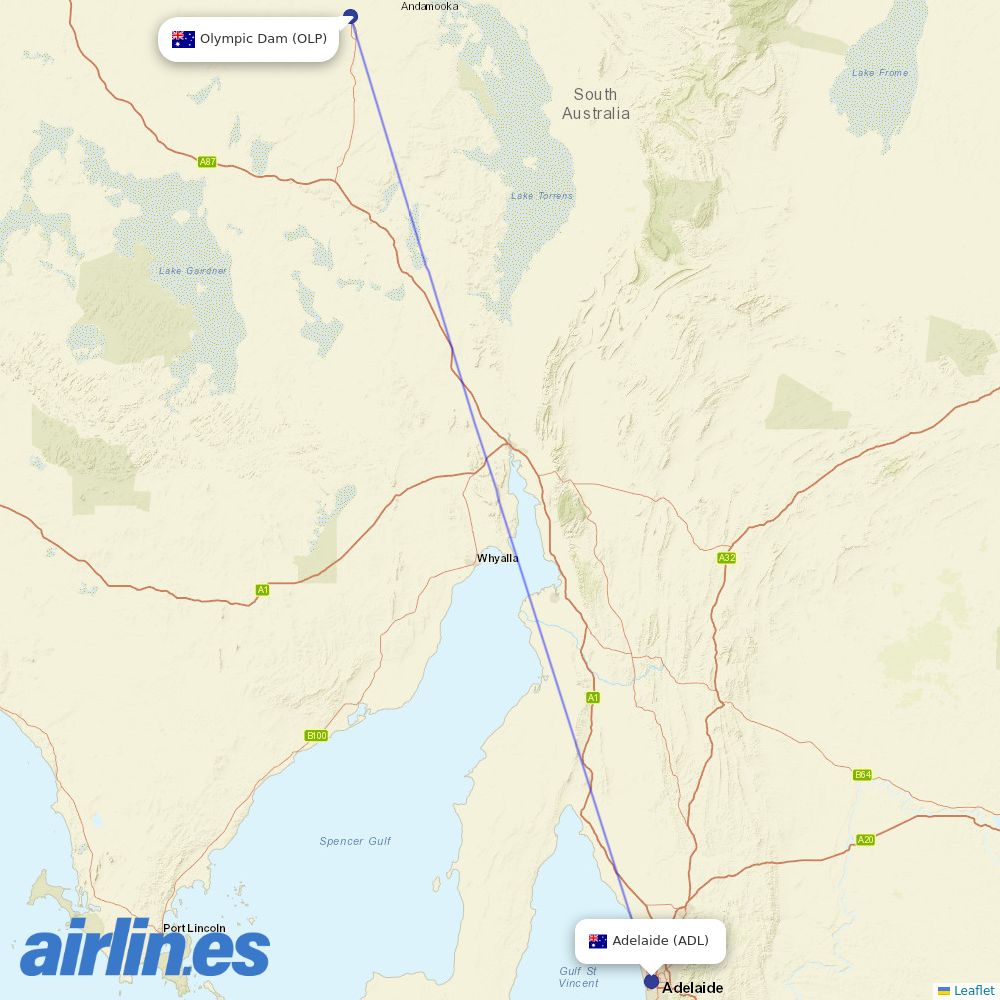 Alliance Airlines at ADL route map