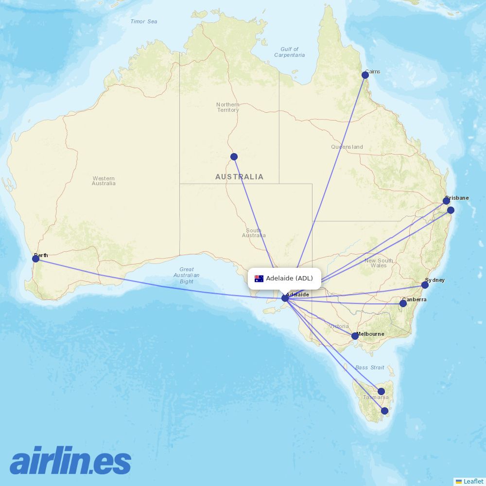 Virgin Australia at ADL route map