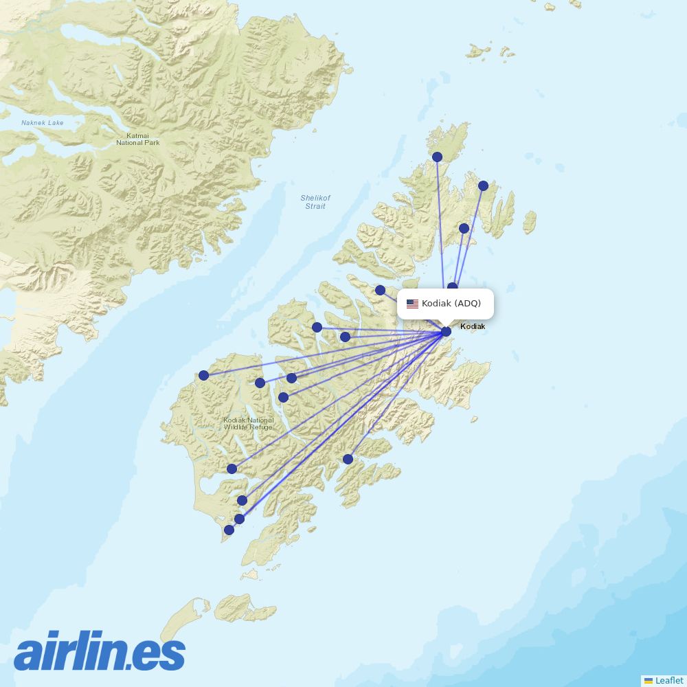 Island Air Service at ADQ route map