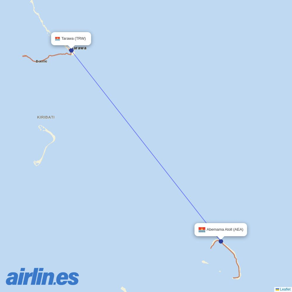 Air Kiribati at AEA route map