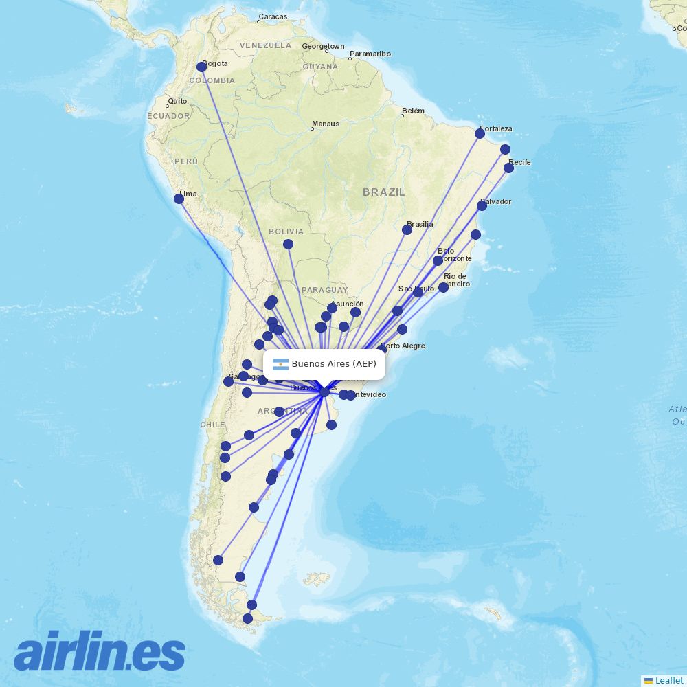Felix Airways at AEP route map