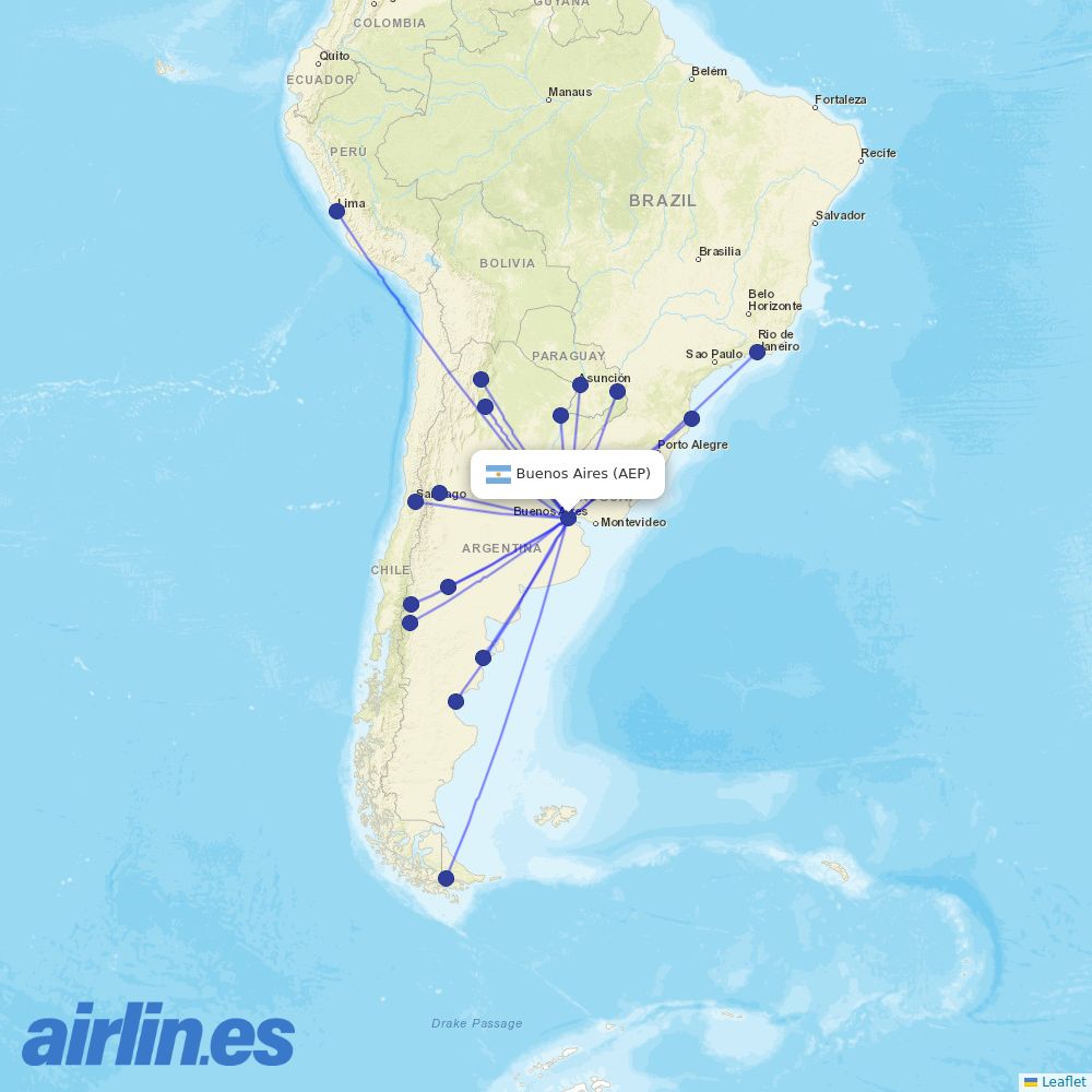 JetSMART at AEP route map