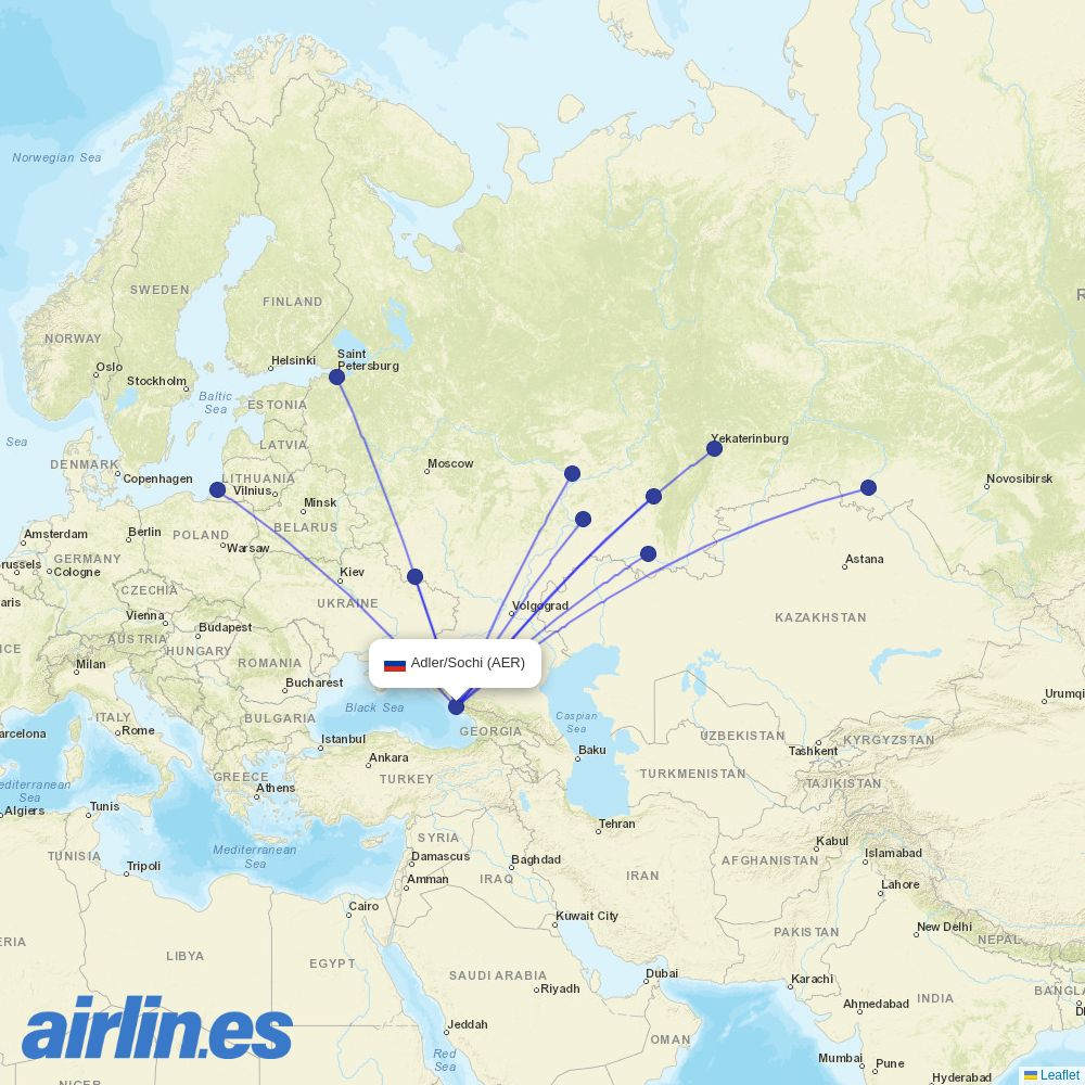Smartavia at AER route map