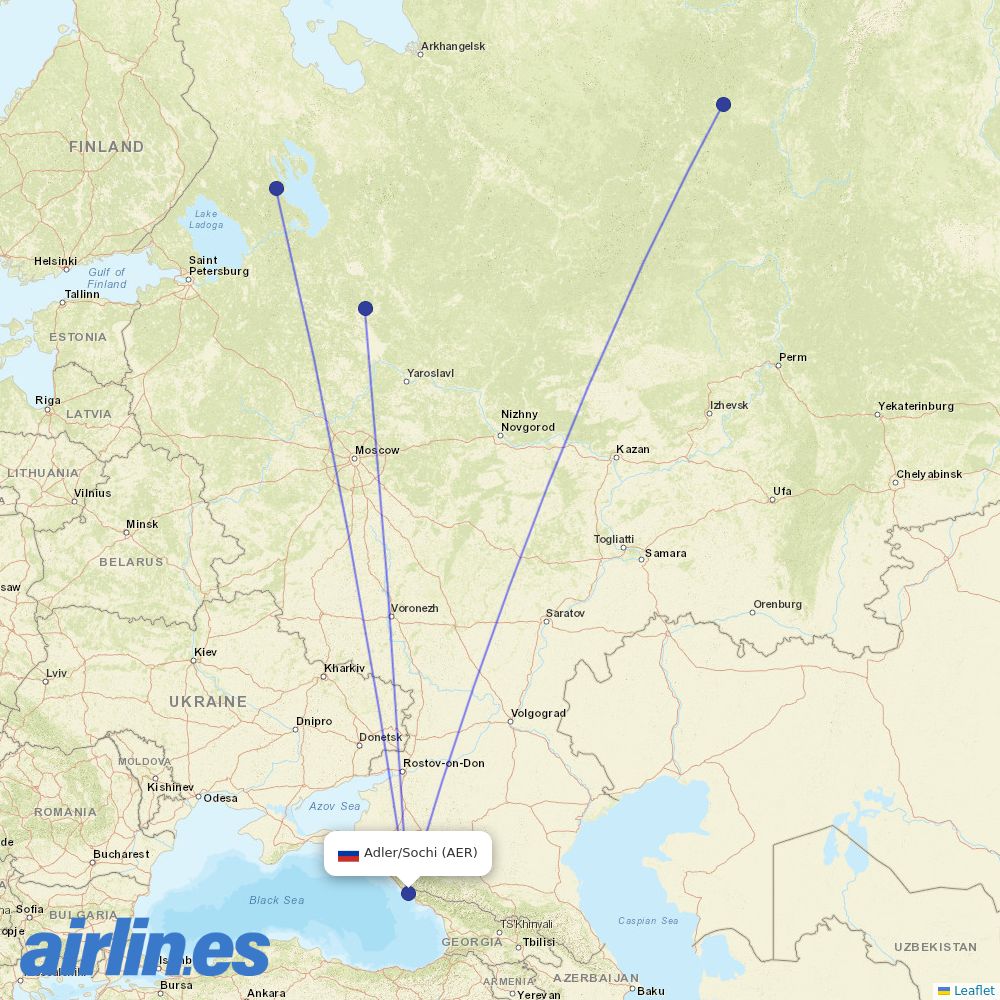 Severstal Avia at AER route map