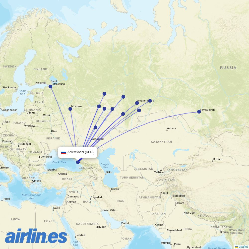 Pobeda at AER route map