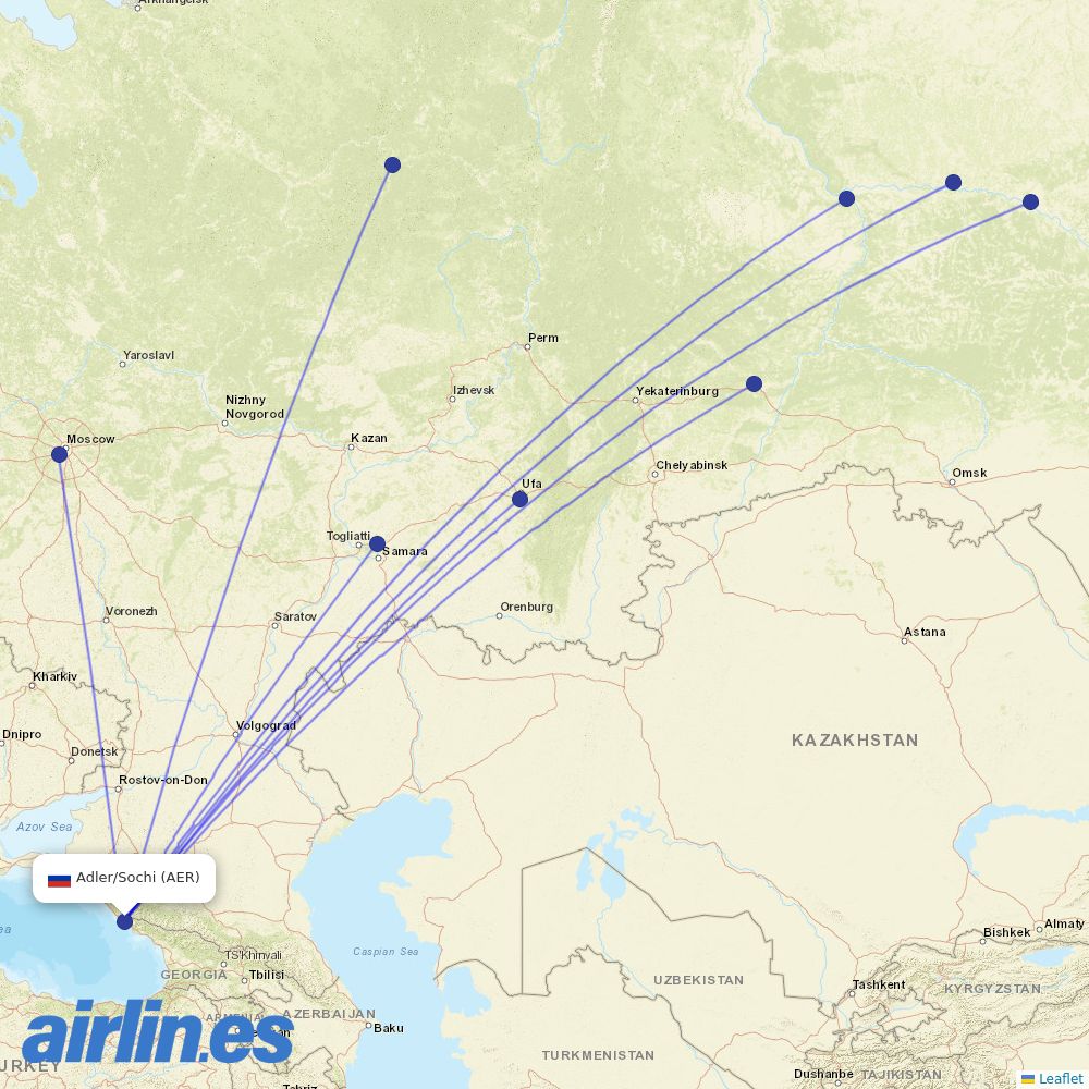 UTair at AER route map
