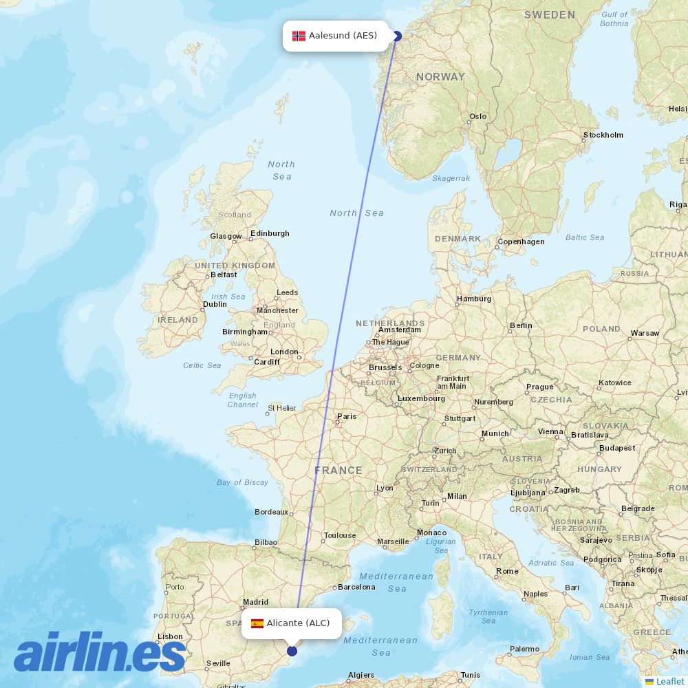 Norwegian Air Sweden from Vigra destination map