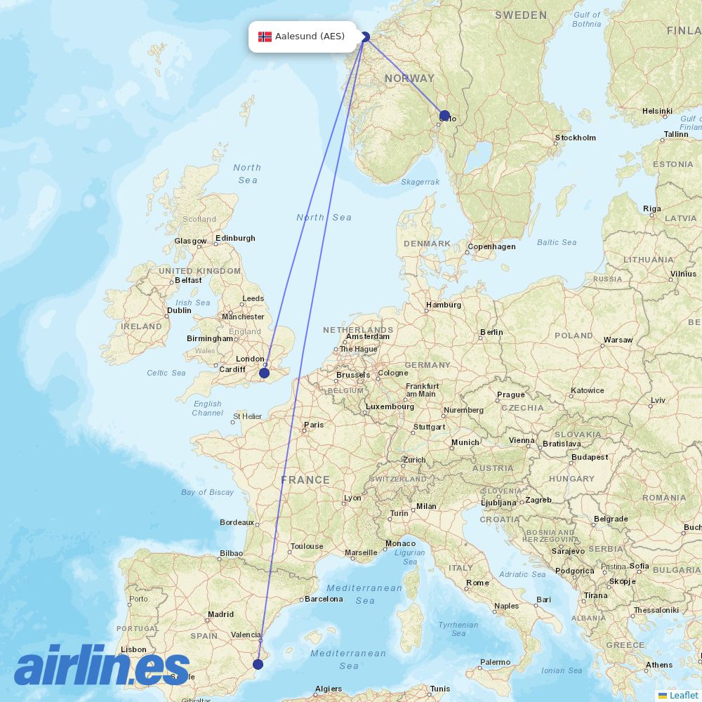 Norwegian at AES route map