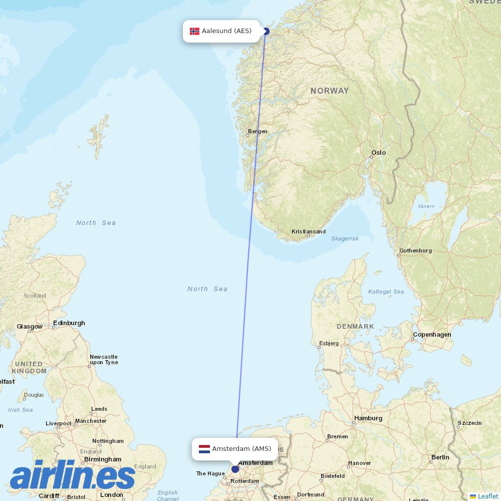 KLM from Vigra destination map
