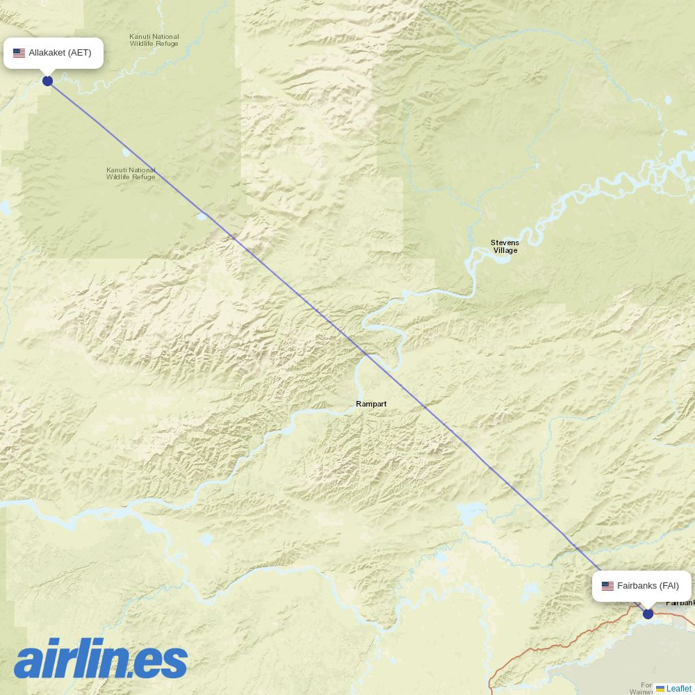 Everts Air at AET route map