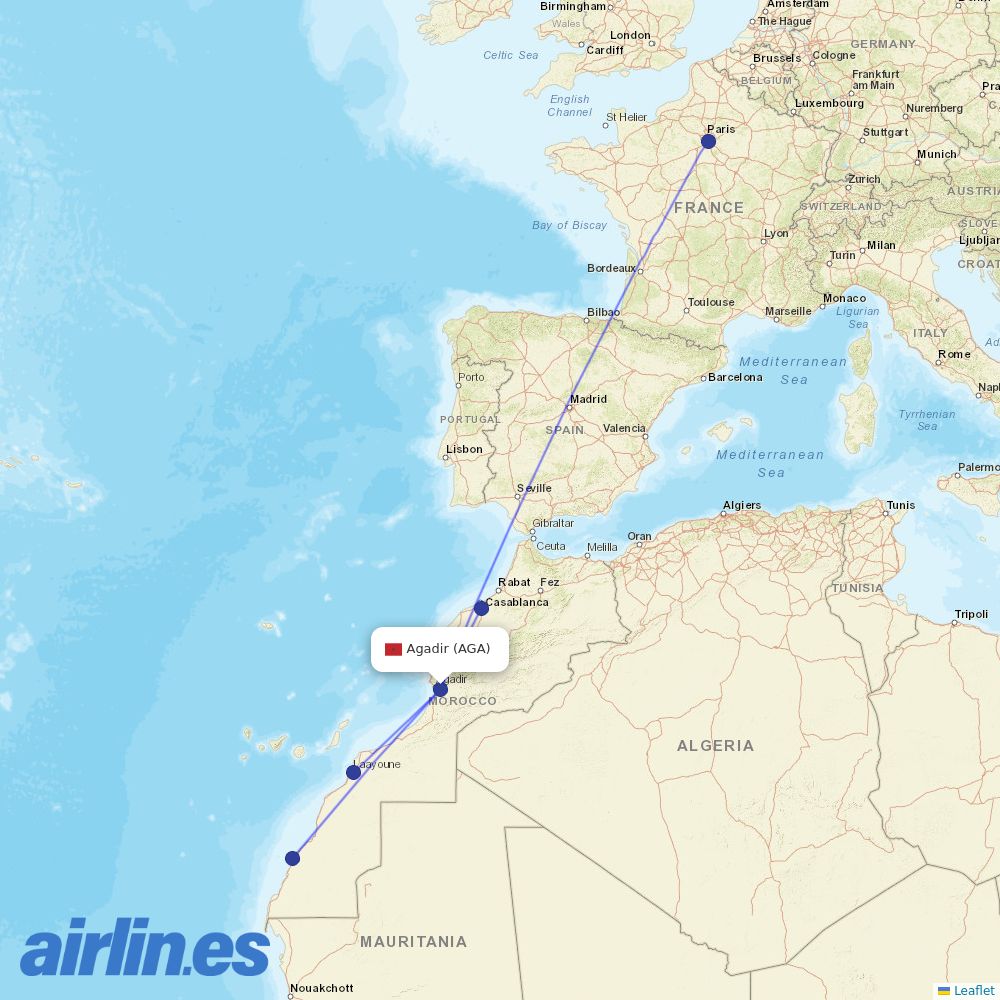 Royal Air Maroc at AGA route map