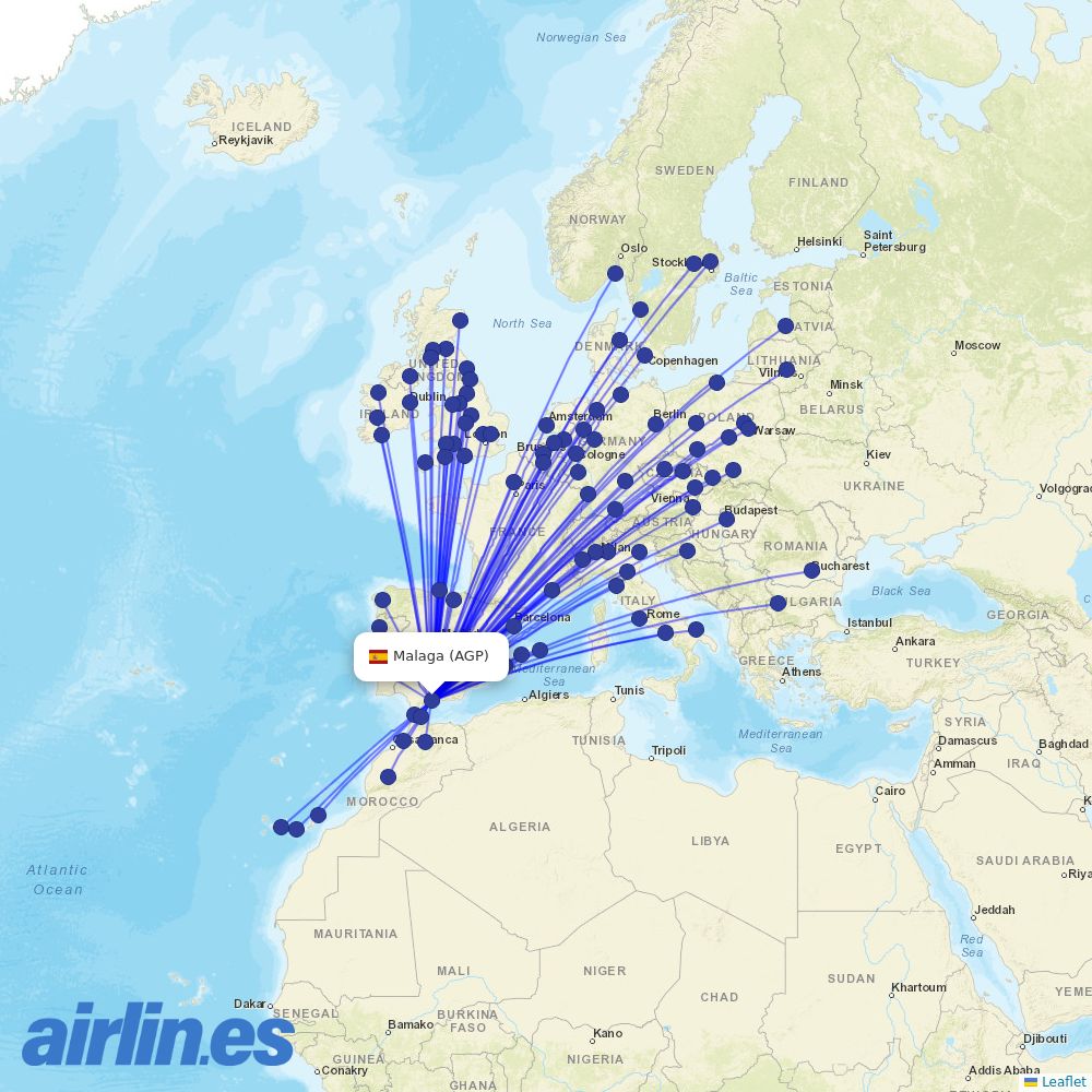 Ryanair at AGP route map