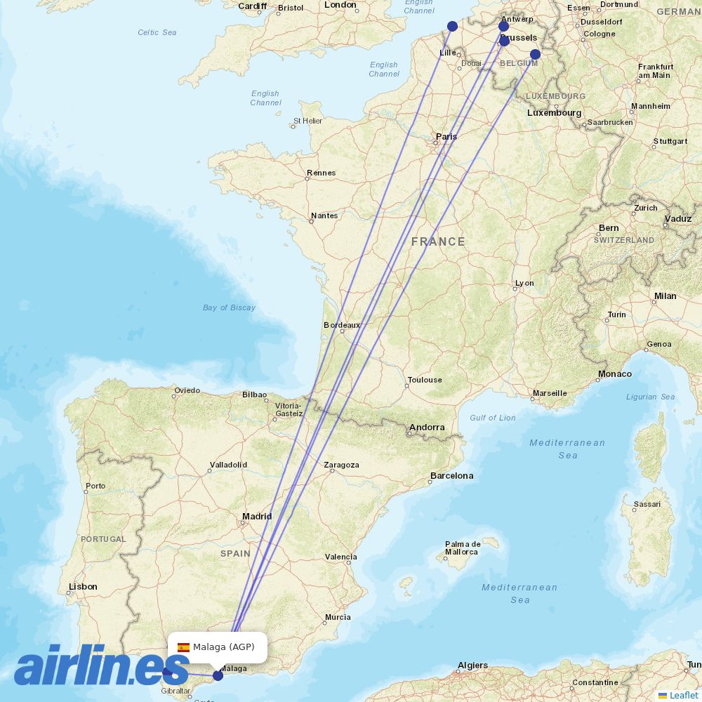 TUI fly at AGP route map