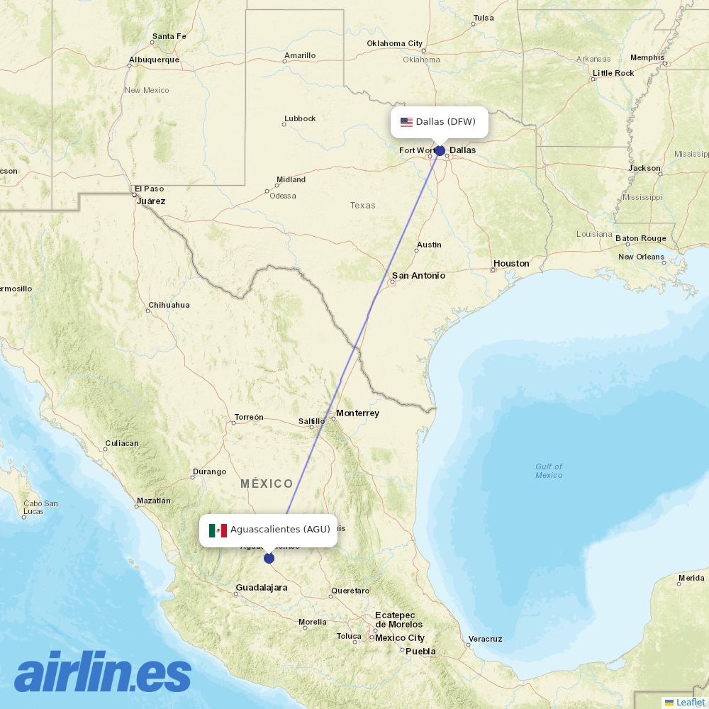 American Airlines from Jesus Teran International destination map