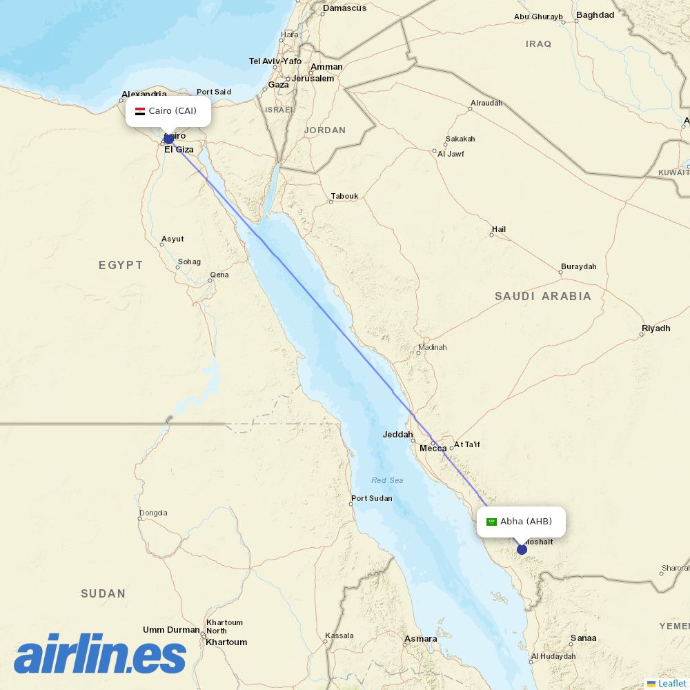Nile Air from Abha destination map