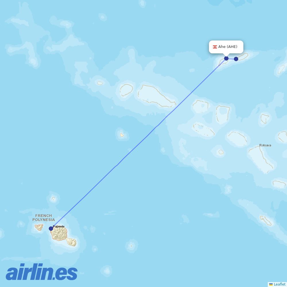 Air Tahiti from Ahe Airport destination map