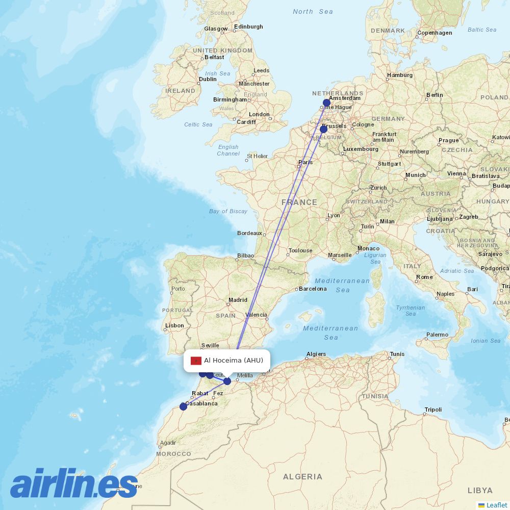 Royal Air Maroc from Cherif El Idrissi destination map