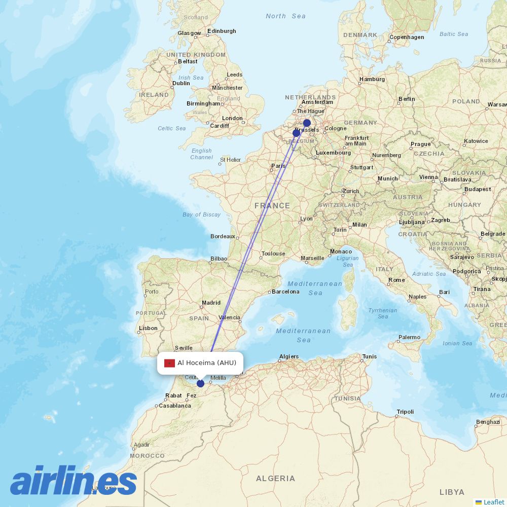 TUI fly Belgium from Cherif El Idrissi destination map