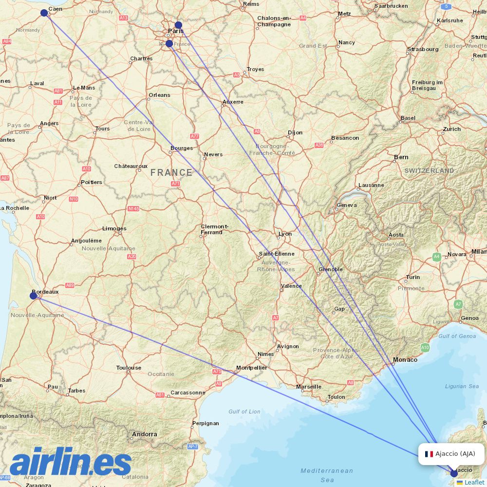 Air France from Campo Dell Oro destination map