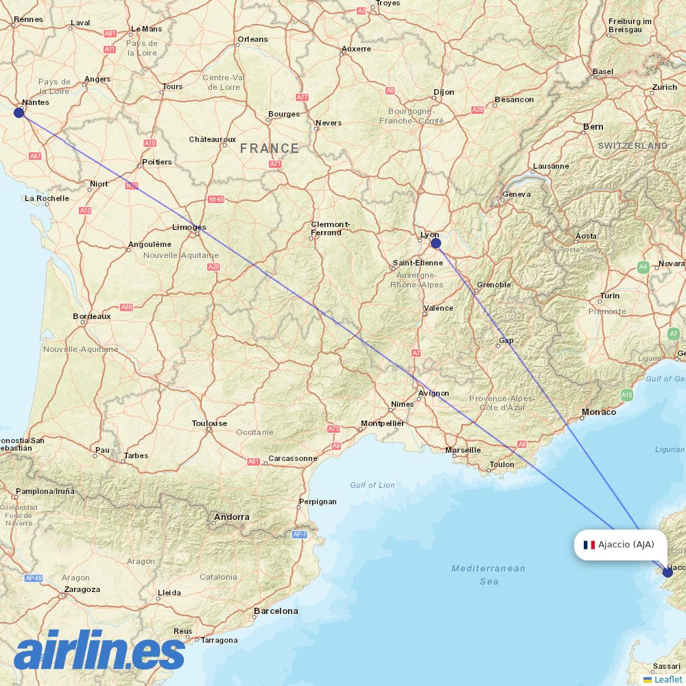 Transavia France from Campo Dell Oro destination map