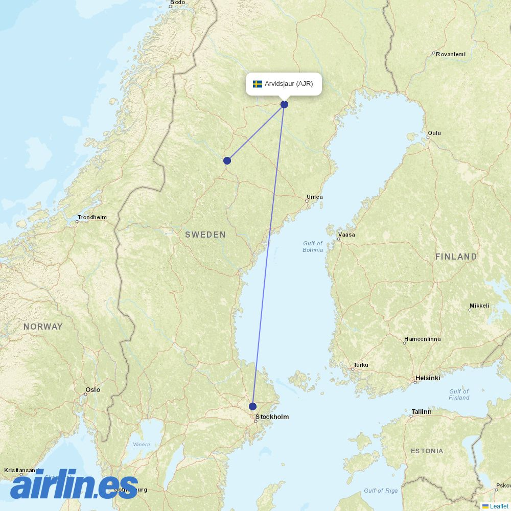 PopulAir at AJR route map