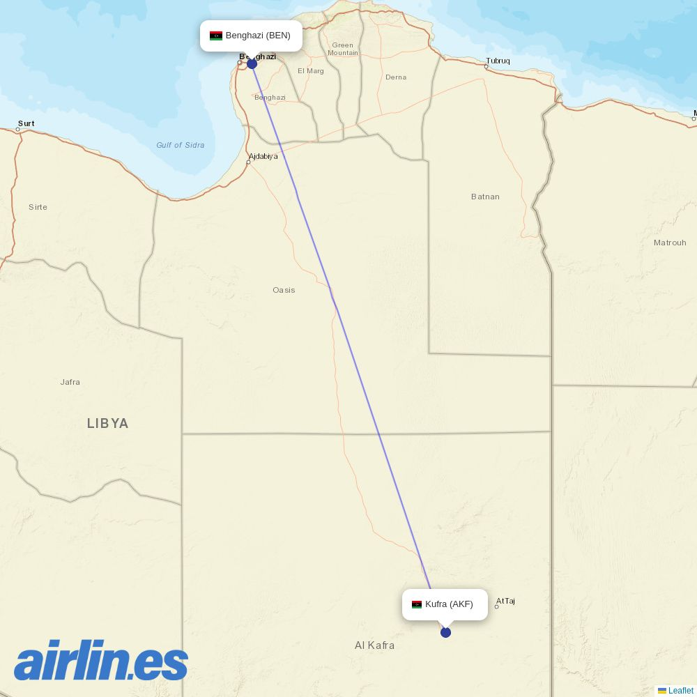 Buraq Air at AKF route map