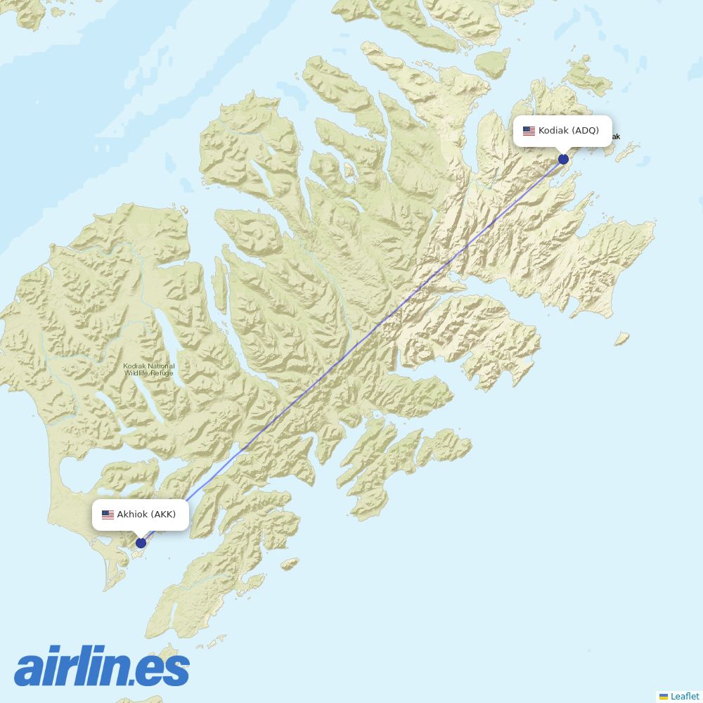Island Air Service at AKK route map