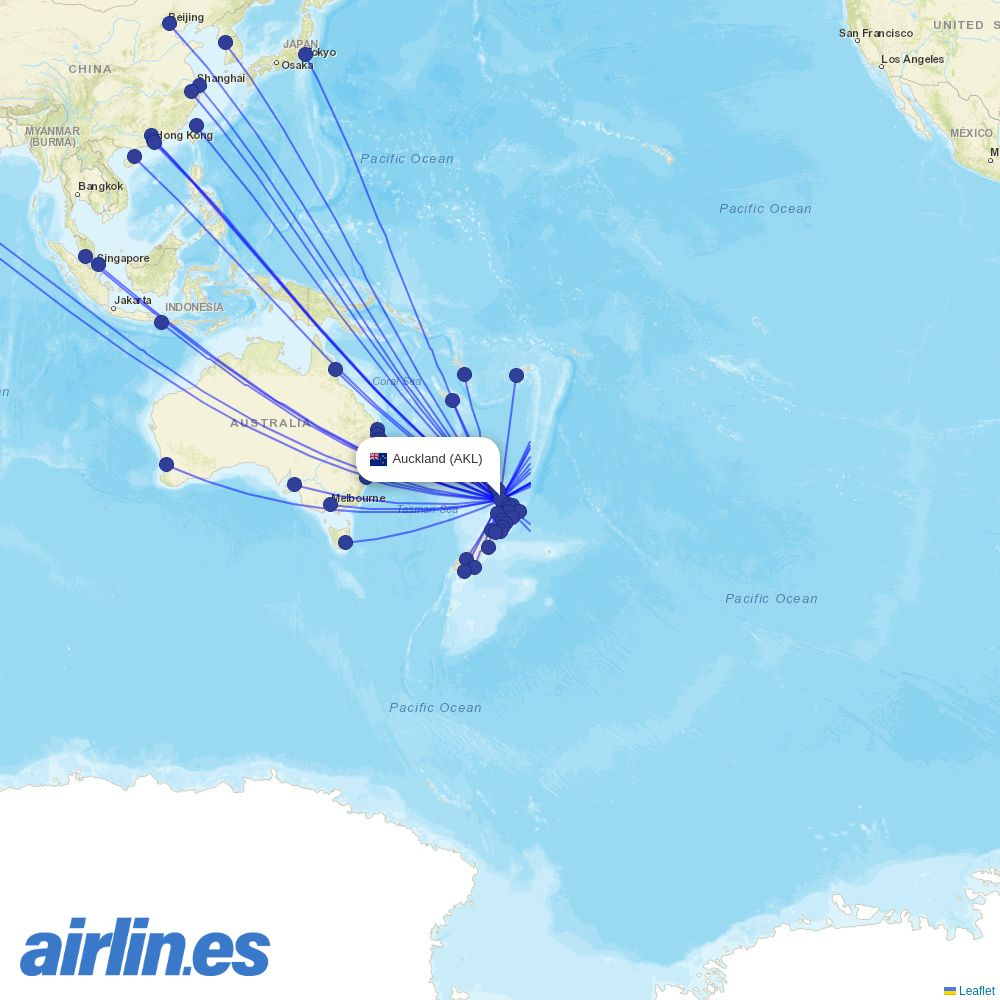 Solomon Airlines at AKL route map