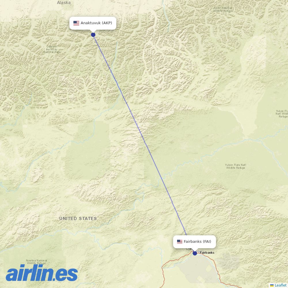 Astral Aviation at AKP route map