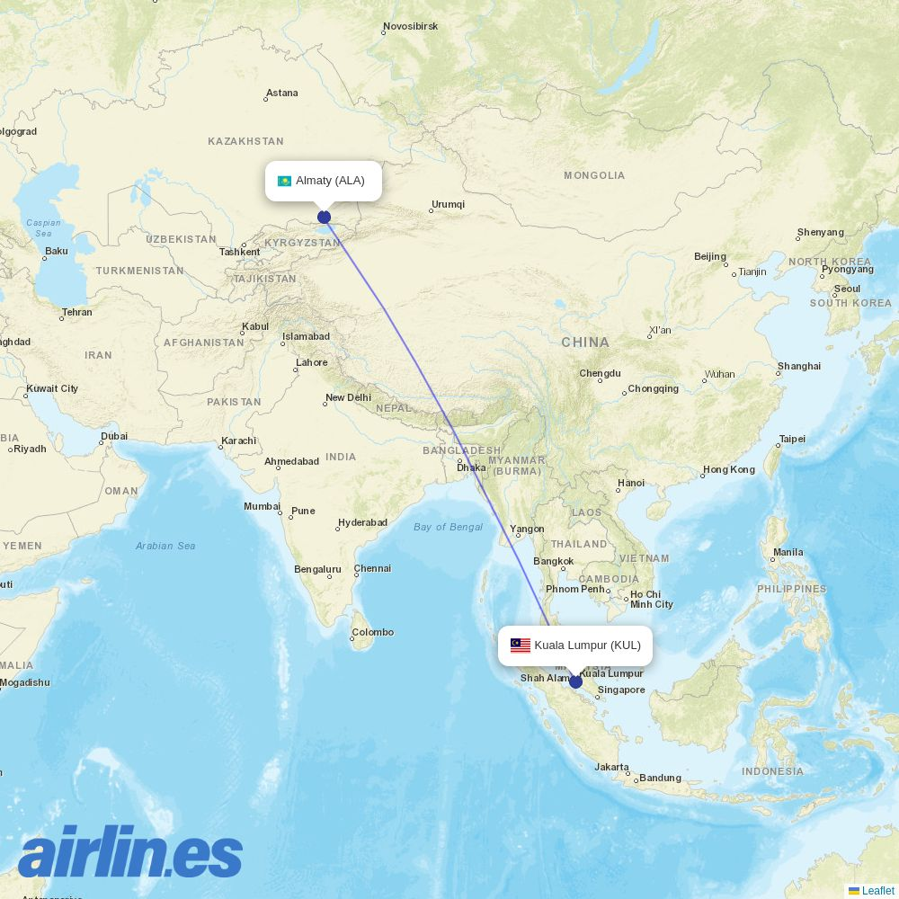 AirAsia X at ALA route map